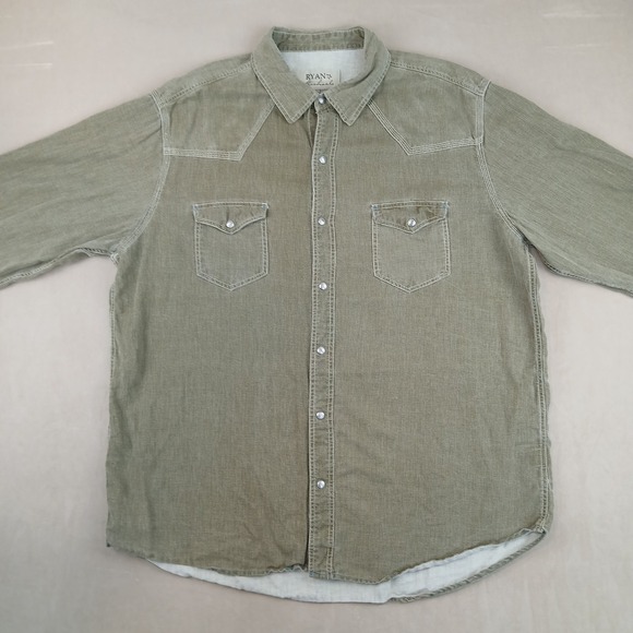 Ryan Michael XXL Mens Shirt Western Cowboy Silk Linen FLAWS 26x29 - Picture 8 of 16